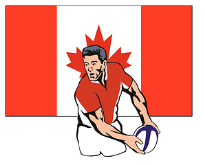 Image showing Canadian Rugby player passing ball