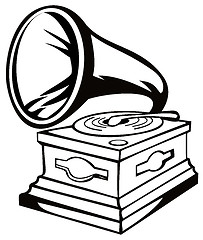Image showing Phonograph Black and White
