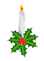 Image showing Christmas Candle with Wreath