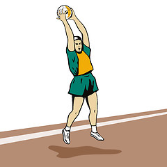 Image showing Netball Player Rebounding