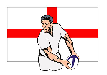 Image showing England Rugby player passing ball