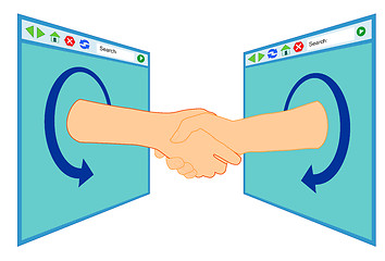 Image showing Internet Handshake Over Window