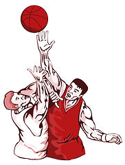 Image showing Basketball Players Rebound
