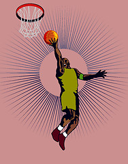 Image showing Basketball Player Dunking