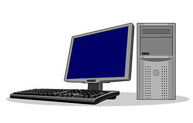 Image showing Computer Monitor with Keyboard