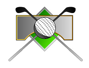 Image showing Golf Ball Clubs on Metal Crest