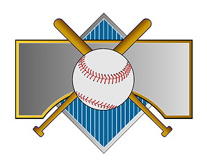 Image showing Baseball and Bat on Metal Crest