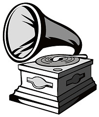 Image showing Phonograph Black and White