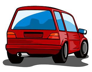 Image showing Red Car Station Wagon Back View