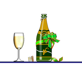 Image showing Wine Bottle and Champagne Glass