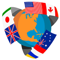 Image showing Globe World Flags Retro