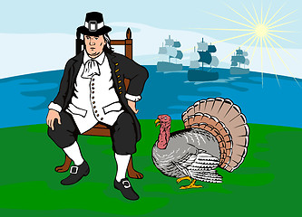 Image showing Pilgrim with Turkey