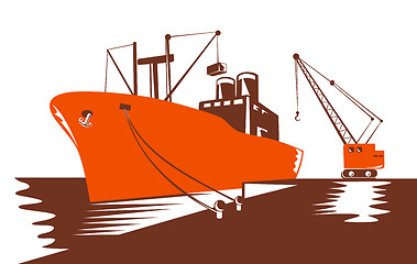 Image showing Passenger Cargo Ship with Crane