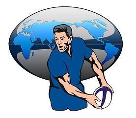 Image showing Rugby Player with rugby ball map design
