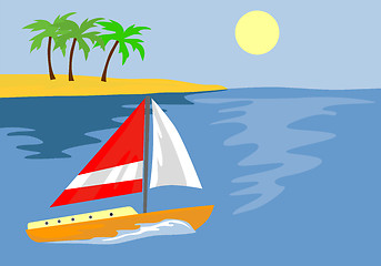 Image showing Sailboat with Island