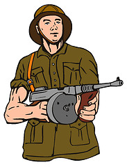 Image showing Soldier with Thompson Gun