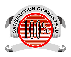 Image showing 100% Satisfaction Guaranteed Shield Curly Ribbon