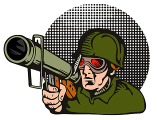 Image showing Soldier Aiming Bazooka