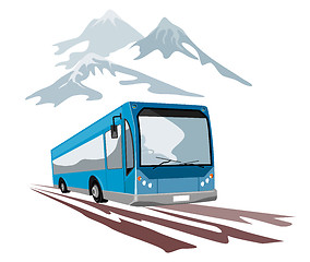 Image showing Shuttle Coach Bus and Mountains