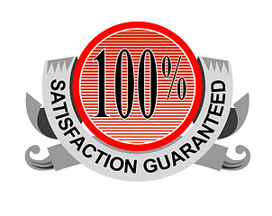 Image showing 100% Satisfaction Guaranteed Shield Curly Ribbon