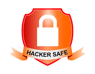 Image showing Padlock Hacker Safe Shield and Ribbon