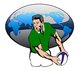 Image showing Rugby Player with rugby ball map design