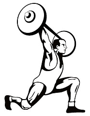 Image showing Weightlifter Lifting Barbell Retro