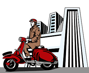 Image showing Driver on Vespa