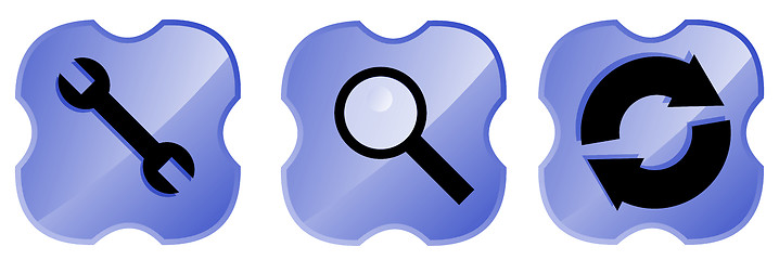 Image showing Tool Magnifying Glass Web Icons in Shield