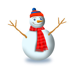 Image showing Snowman with Scarf and Beanie