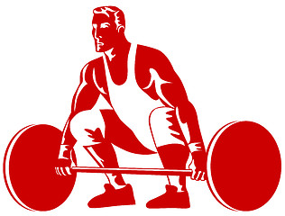 Image showing Weightlifter Preparing to Lift Weights