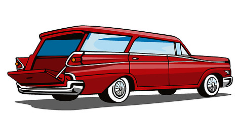 Image showing Red Car Station Wagon Back View