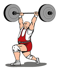Image showing Weightlifter Lifting Barbell Retro