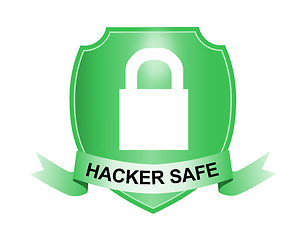 Image showing Padlock Hacker Safe Shield and Ribbon