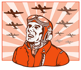 Image showing World War Two Pilot Airman Retro