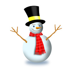 Image showing Snowman with Scarf and Top Hat