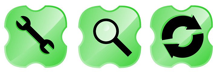 Image showing Tool Magnifying Glass Web Icons in Shield