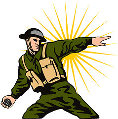 Image showing Soldier Throwing Grenade