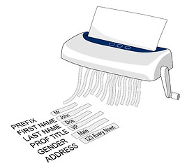 Image showing Shredder and Shredded Paper with Text