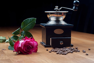 Image showing Old-fashioned manual burr-mill coffee grinder