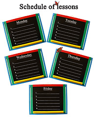 Image showing schedule of lessons for a week isolated