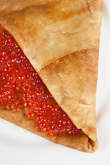 Image showing Pancake with red caviar