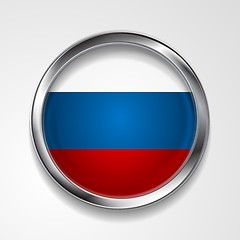 Image showing Vector button with stylish metallic frame. Russian flag