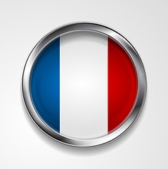 Image showing Vector button with stylish metallic frame. French flag