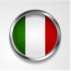 Image showing Vector button with stylish metallic frame. Italian flag