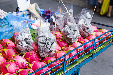 Image showing Dragon fruit on market stand