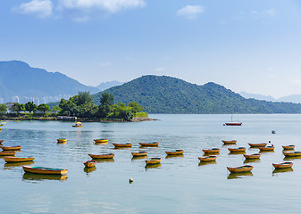 Image showing Beautiful sea coast and boat