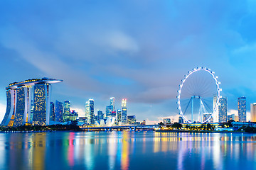 Image showing Singapore skyline at night