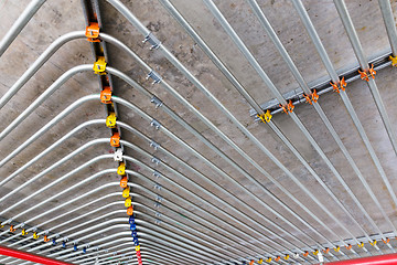 Image showing Pipes on ceiling wall