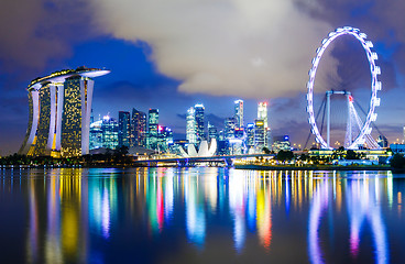 Image showing Singapore skyline at night